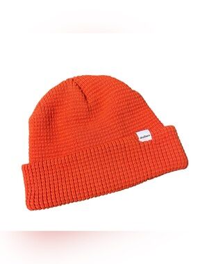 Druthers organic cotton waffle knit low beanie orange cuffed dockworkers hat